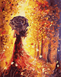 Mädchen im roten Kleid Malen Nach Zahlen