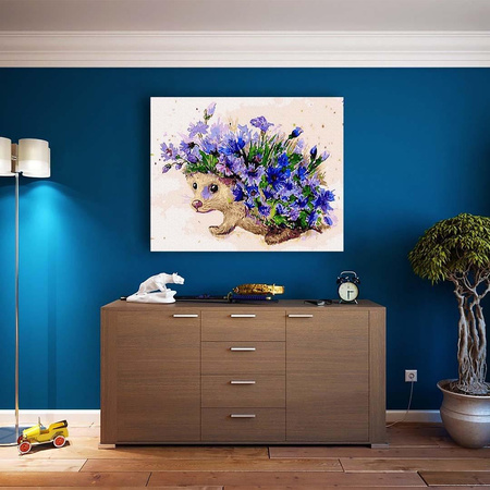 Igel und Kornblumen Malen nach Zahlen