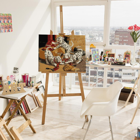 Freche Dalmatiner, die nach Zahlen malen