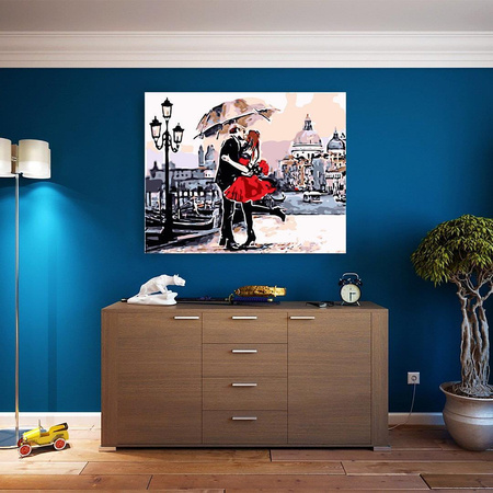 Paar unter dem Regenschirm Malen nach Zahlen