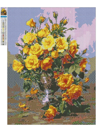 Diamant-Stickerei ohne Rahmen, schöne gelbe Rosen, 30 x 40, Diamant-Mosaik 5D