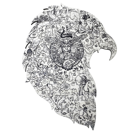 Holzpuzzle Der Freiheitsfalke mit tierischen Elementen 152 stk. 34x25cm