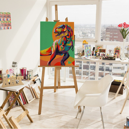 Bunter Dinosaurier T-Rex (einfach) für Kinder Malen Nach Zahlen