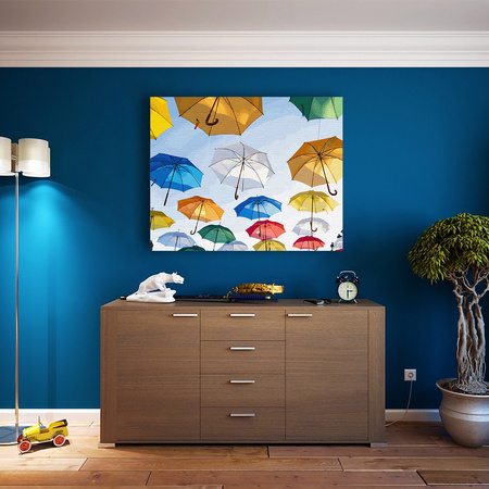 Bunte Regenschirme am blauen Himmel Malen Nach Zahlen