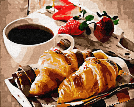 Kaffee mit Croissant Malen Nach Zahlen