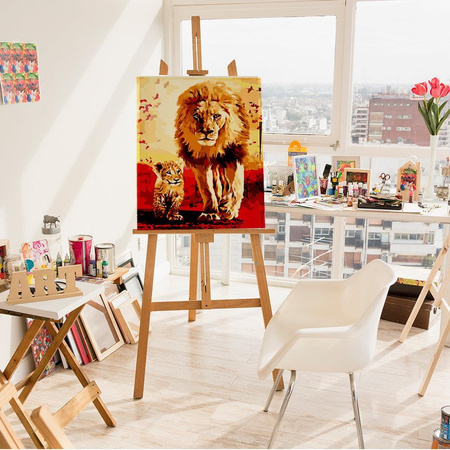 Löwe und Löwenjunges Malen nach Zahlen