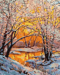 Wintergoldener Wald Malen Nach Zahlen