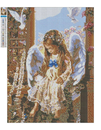 Diamant-Stickerei ohne Rahmen, kleiner Engel, 30 x 40, Diamant-Mosaik 5D