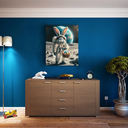 Ein Weltraumhase mit einem Korb voller Ostereier Malen Nach Zahlen