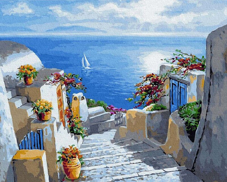 Treppe zum Meer Gemälde Nr. 50x65 cm