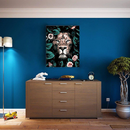 Löwe in Blumen Malen Nach Zahlen