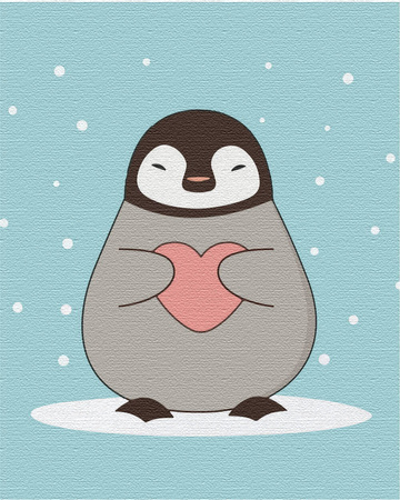 Pinguin mit Herz Malen Nach Zahlen