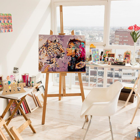 Mädchen und Leopard Malen nach Zahlen