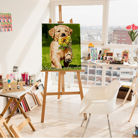 Welpe mit Blume Malen Nach Zahlen