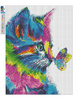 Diamant-Stickerei, rahmenlos, Regenbogen-Katze mit Schmetterling, 30 x 40, Diamant-Mosaik 5D