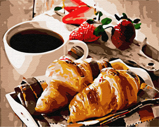 Kaffee mit Croissant Malen Nach Zahlen