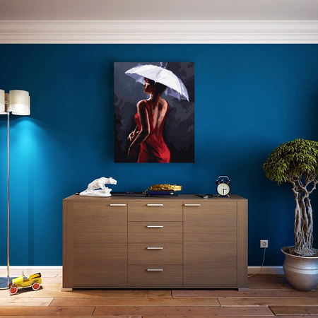 Die Dame unter dem Regenschirm. Malen nach Zahlen