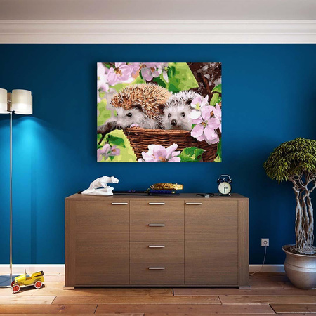 Igel in einem Korb 40x50 Malen nach Zahlen