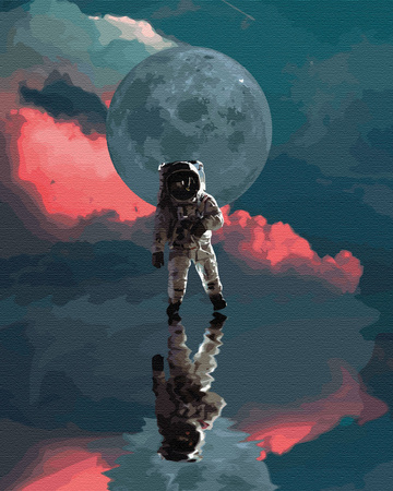 Ein Astronaut im Spiegelbild Malen Nach Zahlen