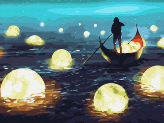 Diamantstickerei ohne Rahmen Moon Hunter 30x40 Diamantmosaik 5D