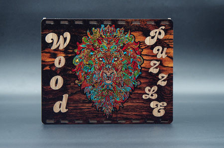 HOLZPUZZLE Holzlöwenpuzzle mit Tierelementen 127 Stk. Größe 316x417 mm