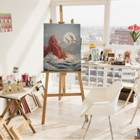 Meereslandschaft mit Möwen Malen Nach Zahlen