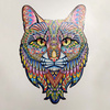 WOOD PUZLE Holzpuzzle Katze Mit Tierelementen 190 Stk. Größe 450х310 mm