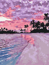 Diamantstickerei ohne Rahmen Rosa Sonnenuntergang 30x40 Diamantmosaik 5D
