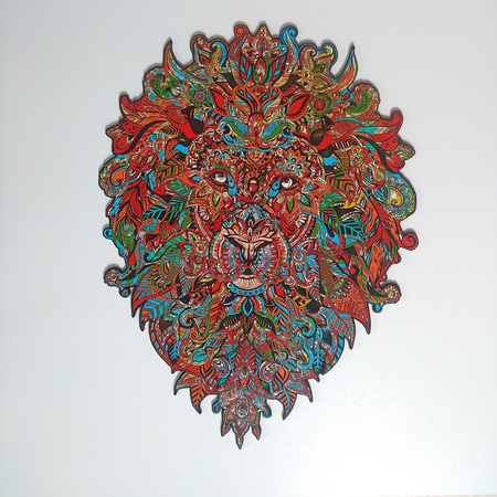 HOLZPUZZLE Holzlöwenpuzzle mit Tierelementen 127 Stk. Größe 316x417 mm