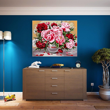 Pfingstrosen in einer Vase Malen nach Zahlen