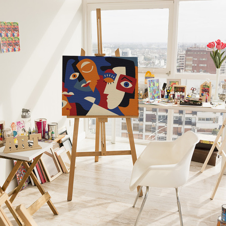 Mehrfarbige Gesichter im kubistischen Stil Malen Nach Zahlen