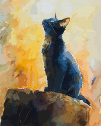 Schwarze Katze im goldenen Licht Malen Nach Zahlen