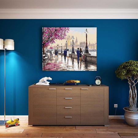 Romantischer Spaziergang durch die Themse 50x65cm Malen nach Zahlen