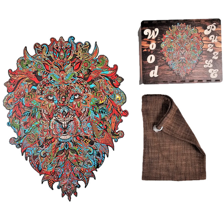 HOLZPUZZLE Holzlöwenpuzzle mit Tierelementen 127 Stk. Größe 316x417 mm