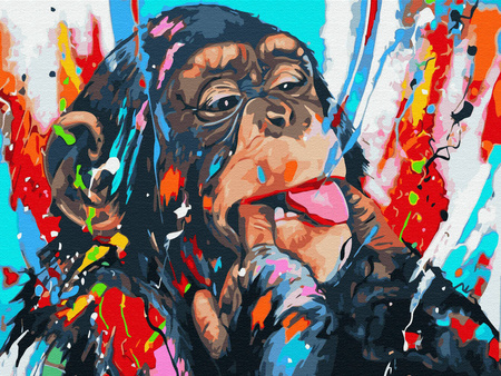 Diamantstickerei ohne Rahmen Affe 30x40 Diamantmosaik 5D