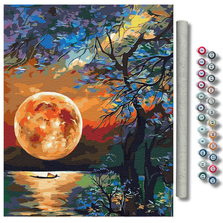 Mond über dem See Malen nach Zahlen