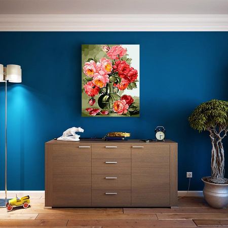 Pfingstrosen im Krug Malen nach Zahlen