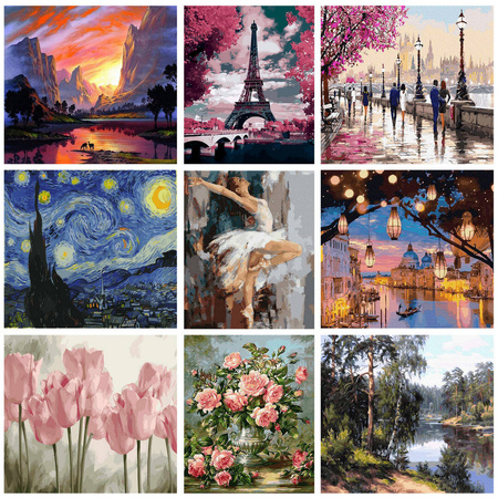 Mond über dem See Malen nach Zahlen