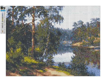 Diamantstickerei ohne Rahmen Wald Fluss Bach 30x40 Diamantmosaik 5D