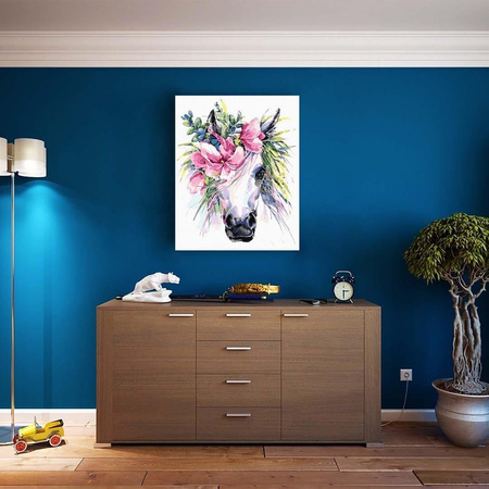 Einhorn in Blumen Malen nach Zahlen