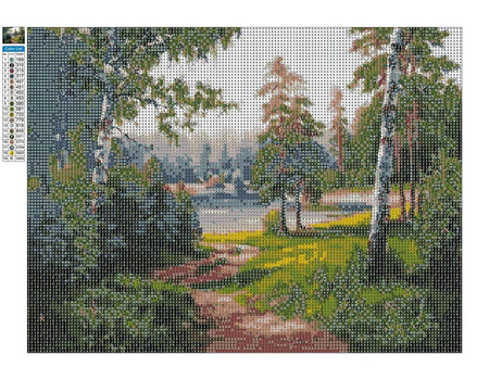 Diamantstickerei ohne Rahmen Waldstraße 30x40 Diamantmosaik 5D