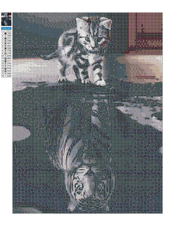 Diamant-Stickerei, rahmenlos, innere Stärke, Katze, Tiger, 30 x 40, Diamant-Mosaik 5D