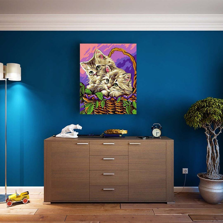 Kätzchen im Korb 30x40 Malen nach Zahlen