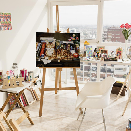 Katze auf einem Bücherregal Malen nach Zahlen