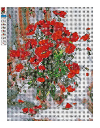 Diamantstickerei ohne Rahmen Mohnblumen 30x40 Diamantmosaik 5D