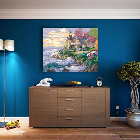 5D House by the Sea Diamantmosaik 40x50 cm