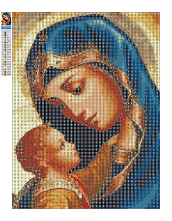 Diamantstickerei ohne Rahmen Maria mit Jesus 30x40 Diamantmosaik 5D