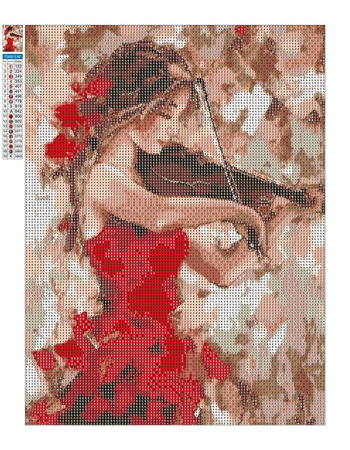 Diamantstickerei ohne Rahmen Frau mit Geige 30x40 Diamantmosaik 5D