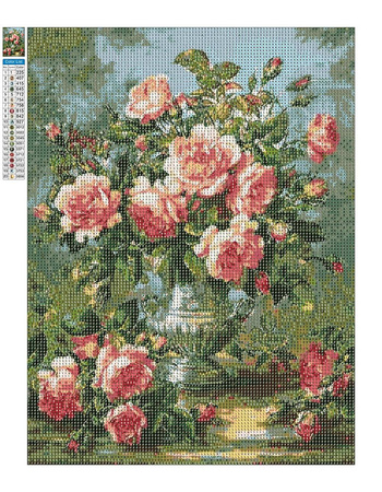 Diamantstickerei ohne Rahmen Rosenstrauß 30x40 Diamantmosaik 5D