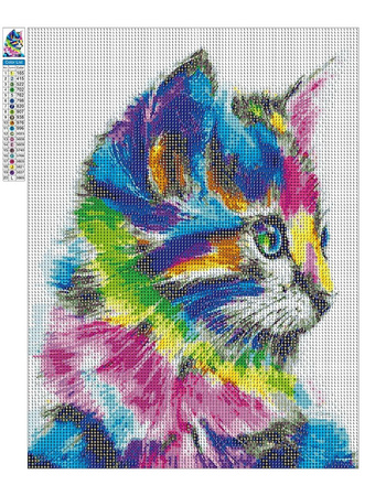 Diamantstickerei ohne Rahmen Regenbogenkatze 30x40 Diamantmosaik 5D